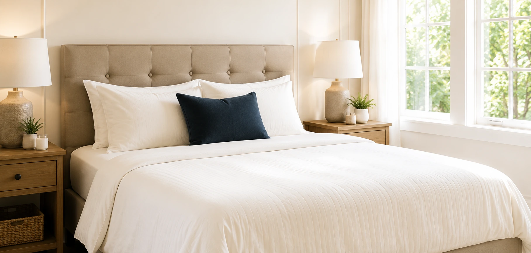 Clean guest bedroom prepared for an Airbnb stay