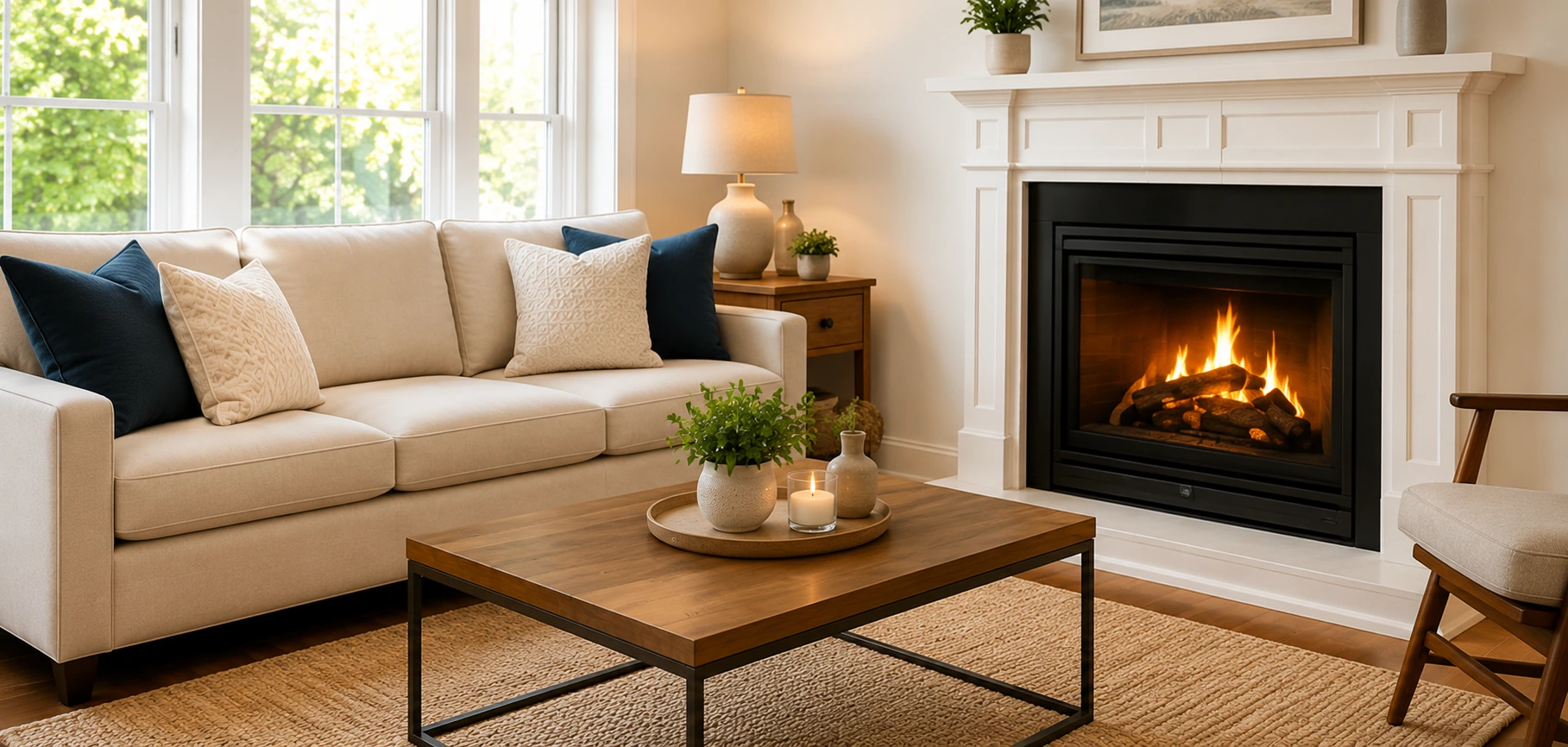 Clean living room after recurring house cleaning